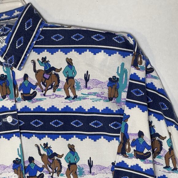 Vintage Roper Women’s Western Shirt Small Cowboy Rodeo Print Shoulder Pads USA - Picture 1 of 13